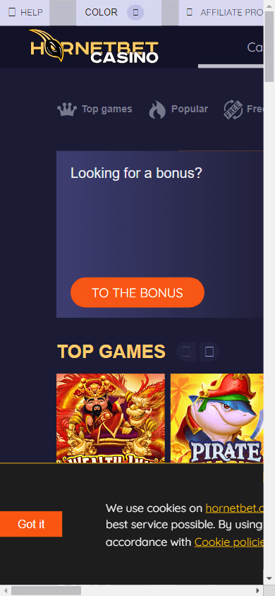Hornetbet Casino Mobile screenshot